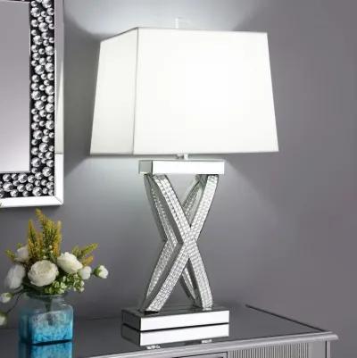 Dominick Table Lamp with Rectange Shade White and Mirror