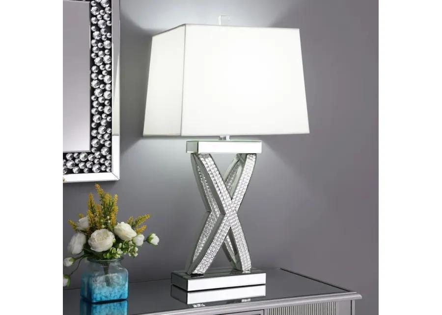 Dominick Table Lamp with Rectange Shade White and Mirror