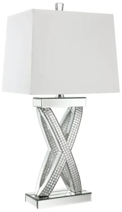 Dominick Table Lamp with Rectange Shade White and Mirror