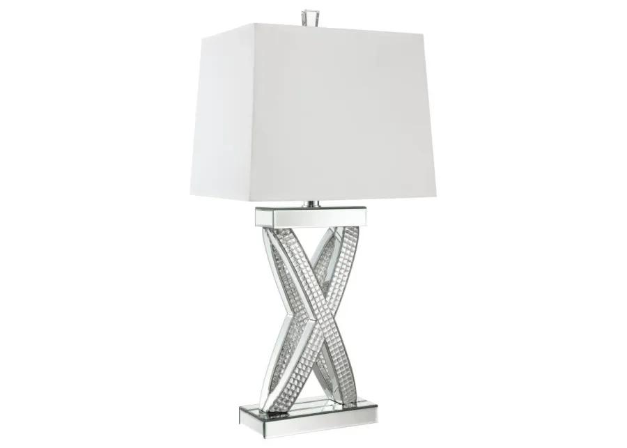 Dominick Table Lamp with Rectange Shade White and Mirror