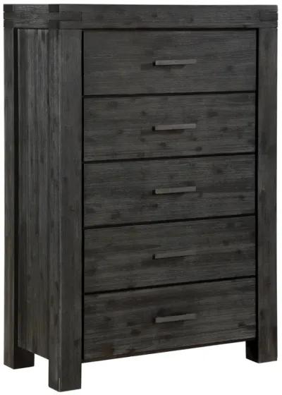 Meadow Five Drawer Solid Wood Chest in Graphite (2024)