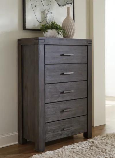 Meadow Five Drawer Solid Wood Chest in Graphite (2024)