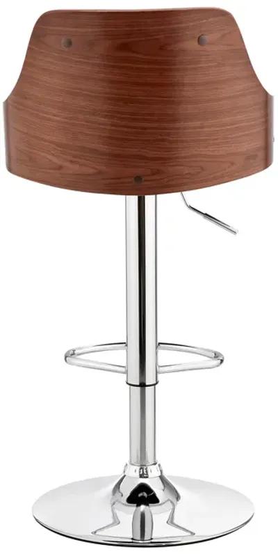 Asher Adjustable Gray Faux Leather and Chrome Finish Bar Stool