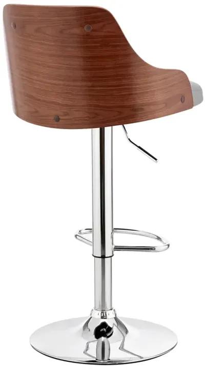 Asher Adjustable Gray Faux Leather and Chrome Finish Bar Stool