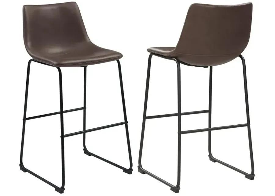 Michelle Armless Bar Stools Two-tone Brown and Black (Set of 2)