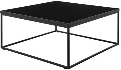 Teresa Square Coffee Table in High Gloss Black with Matte Black Base