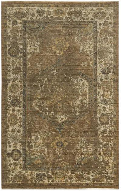 Platinum Brown/Beige Distressed Classical Proprietary Wool 9'x12' Rectangle Rug