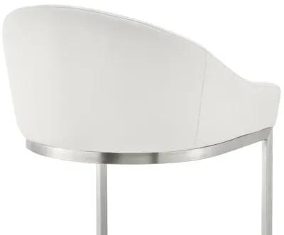 Atherik Bar Stool in Brushed Stainless Steel with White Faux Leather