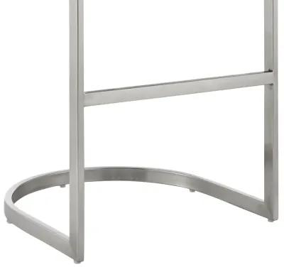 Atherik Bar Stool in Brushed Stainless Steel with White Faux Leather