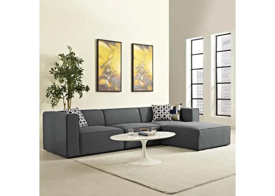 Mingle 4 Piece Upholstered Fabric Sectional Sofa Set