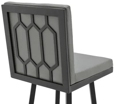 Gem Swivel Modern Metal and Gray Faux Leather Bar and Counter Stool