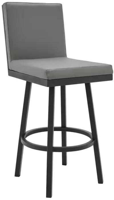 Gem Swivel Modern Metal and Gray Faux Leather Bar and Counter Stool