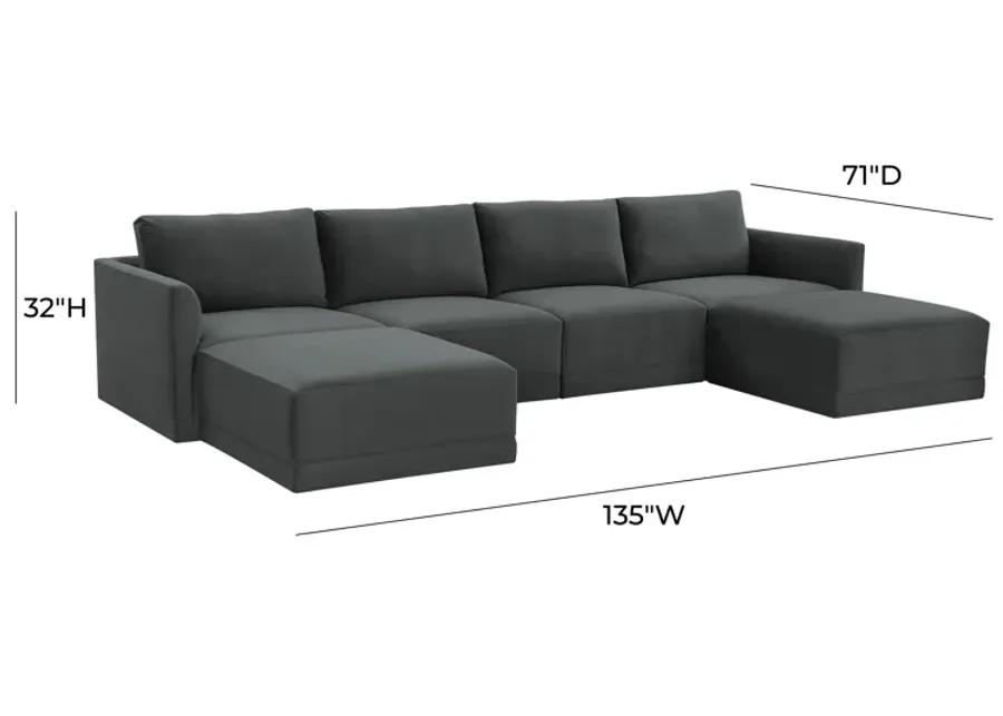 Willow Charcoal Modular U Sectional