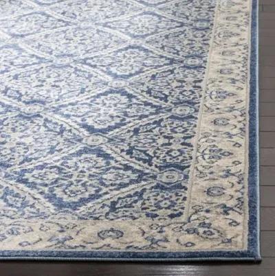 Brentwood 863 Navy / Creme 2' X 18' Runner Powerloomed Rug