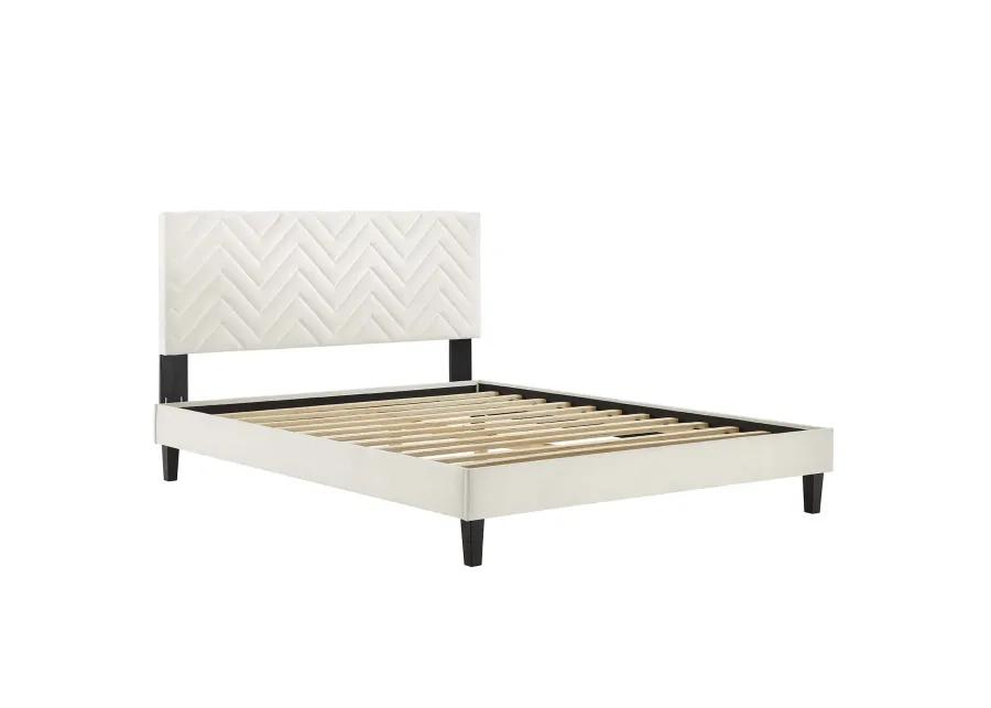 Leah Chevron Tufted Performance Velvet King Platform Bed