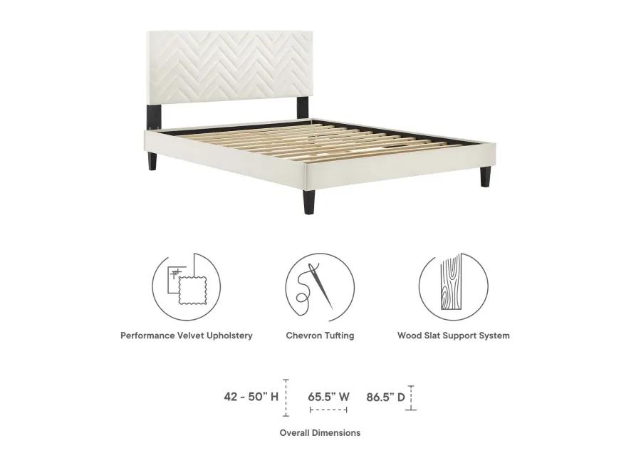 Leah Chevron Tufted Performance Velvet King Platform Bed