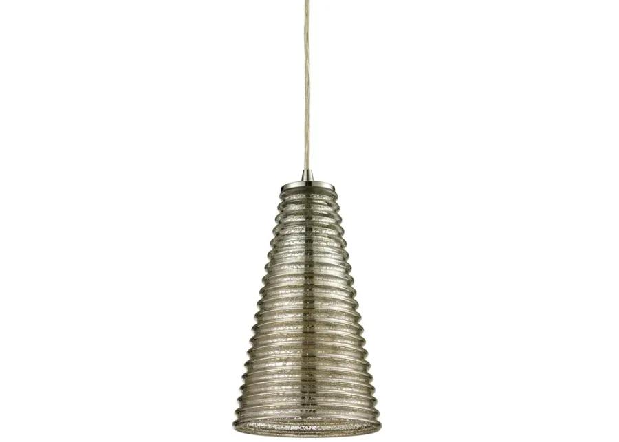 Ribbed Glass 6" Wide 1-Light Mini Pendant - Satin Nickel