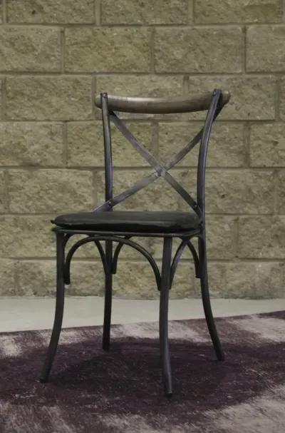 Metal Crossback Chair with Black Seat Cushion