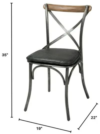 Metal Crossback Chair with Black Seat Cushion