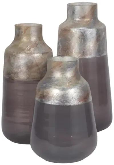 17" 2-tone Glass Vase, Grey Multi