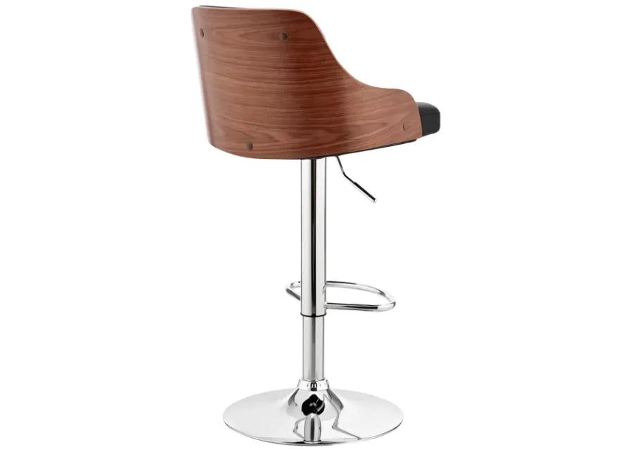 Asher Adjustable Black Faux Leather and Chrome Finish Bar Stool