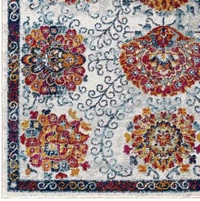 Entourage Kensie Distressed Floral Moroccan Trellis  8x10 Area Rug