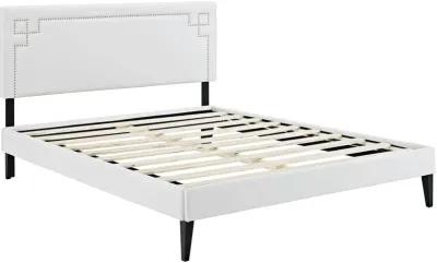 Ruthie Queen Vinyl Platform Bed with Squared Tapered Legs