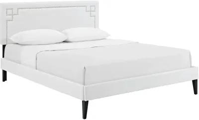 Ruthie Queen Vinyl Platform Bed with Squared Tapered Legs