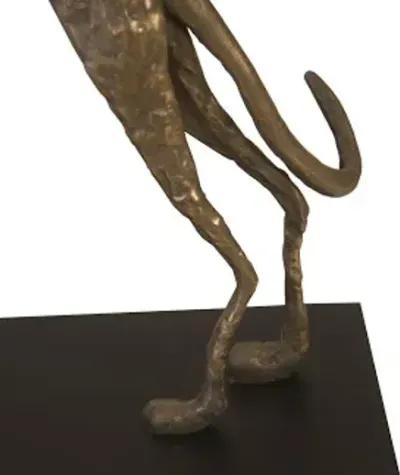 greyhound on black metal base, resin, bronze finish