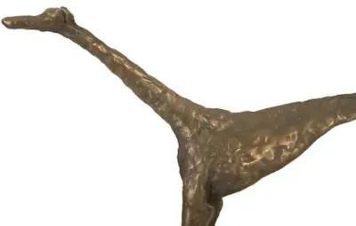 greyhound on black metal base, resin, bronze finish