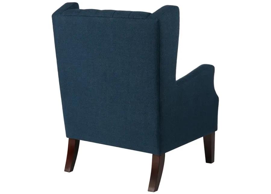 Madison Park Maxwell Navy Button Tufted Wing Chair