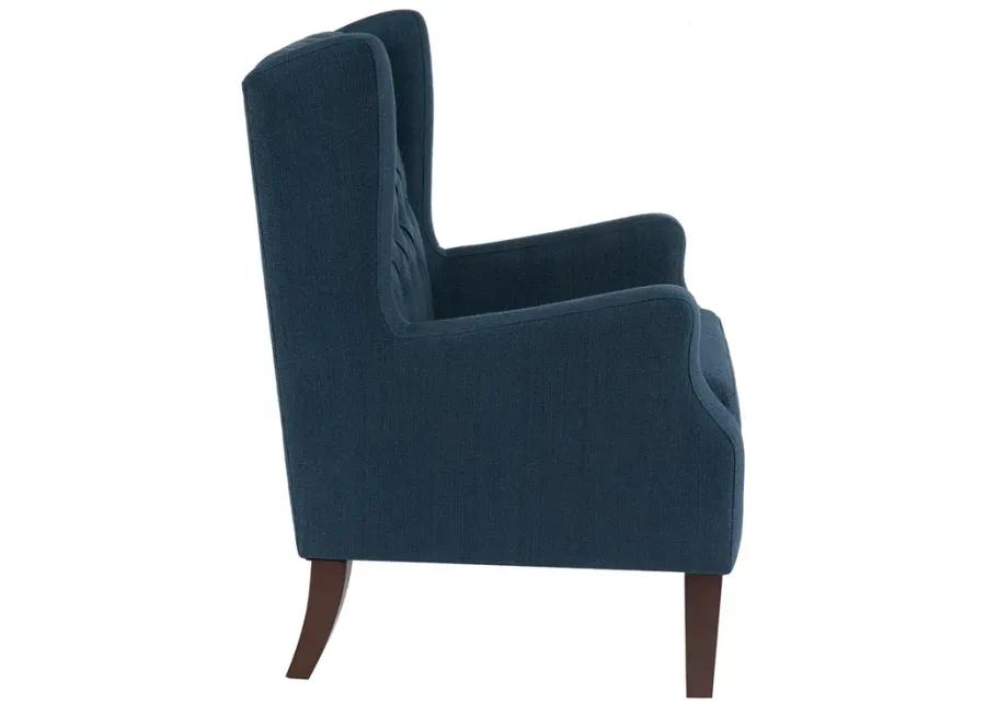 Madison Park Maxwell Navy Button Tufted Wing Chair