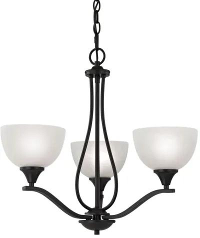 Bristol Lane 3-Light Chandelier in Oil Rubbed Bronze with White Glass