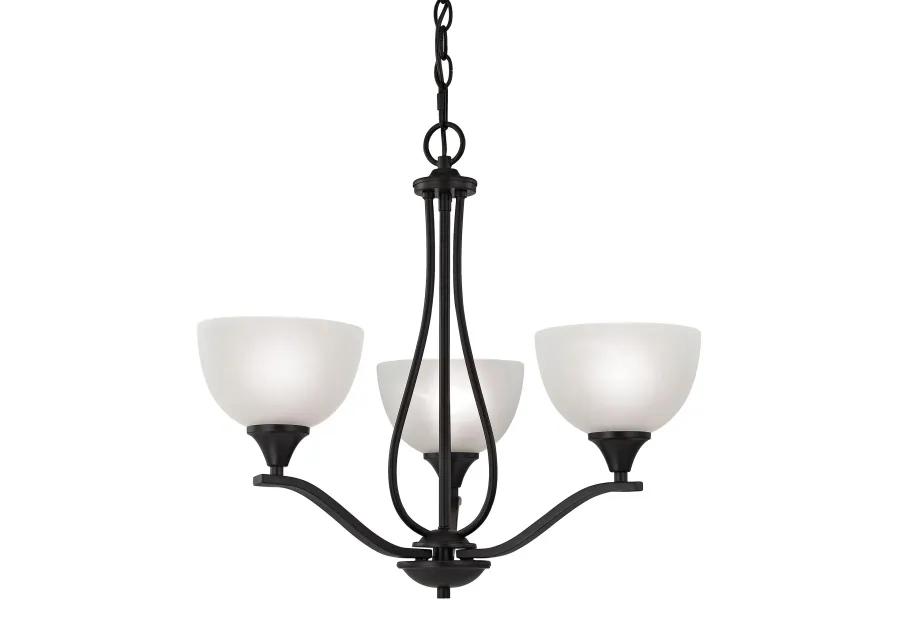 Bristol Lane 3-Light Chandelier in Oil Rubbed Bronze with White Glass