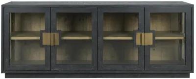 Larson 90" Glass Reclaimed Pine Wood Sideboard in Black