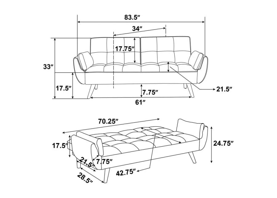 Caufield Upholstered Buscuit Tufted Covertible Sofa Bed Grey