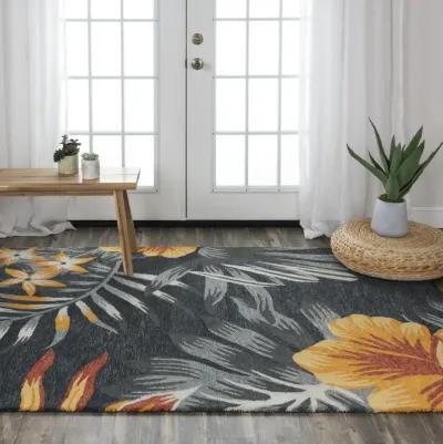 Miramar Charcoal Coastal  Recycled Polyester 7'9" x 9'9" Rectangle Rug