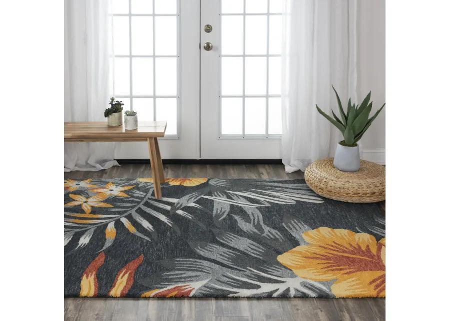 Miramar Charcoal Coastal  Recycled Polyester 7'9" x 9'9" Rectangle Rug