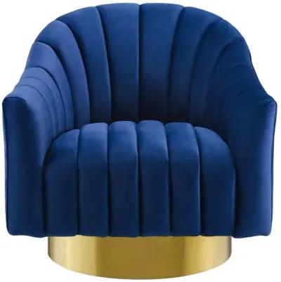 Buoyant Vertical Channel Tufted Accent Lounge Performance Velvet Swivel Chair