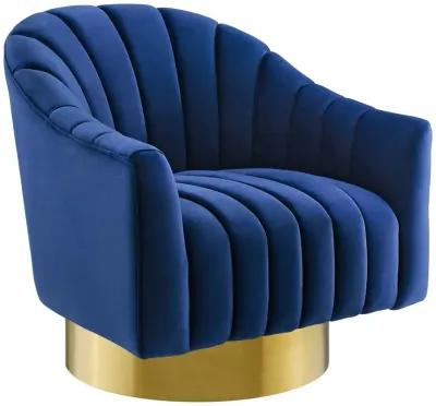 Buoyant Vertical Channel Tufted Accent Lounge Performance Velvet Swivel Chair