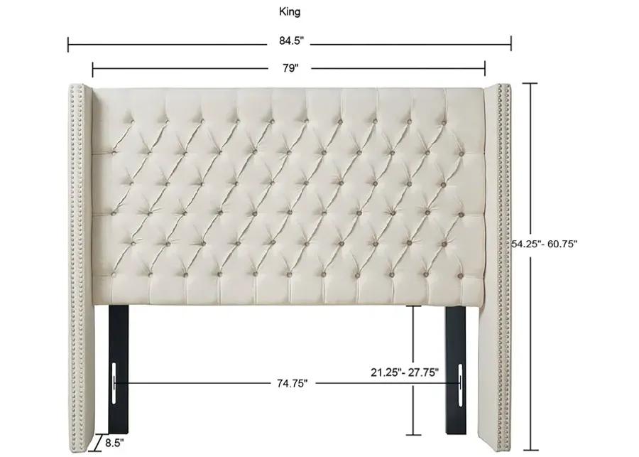 Madison Park Amelia Cream Upholstery Headborad