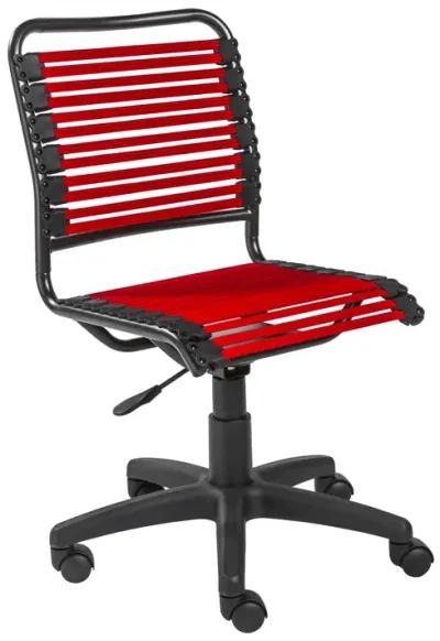 Allison Bungie Flat Low Back Office Chair in Red with Graphite Black Frame and Black Base