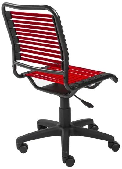 Allison Bungie Flat Low Back Office Chair in Red with Graphite Black Frame and Black Base