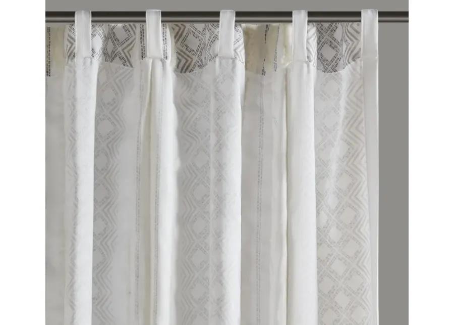 2pk Poly Printed Curtain Panel with Tufted Stripe