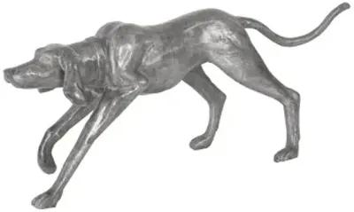 walking dog sculpture, black/silver, aluminum