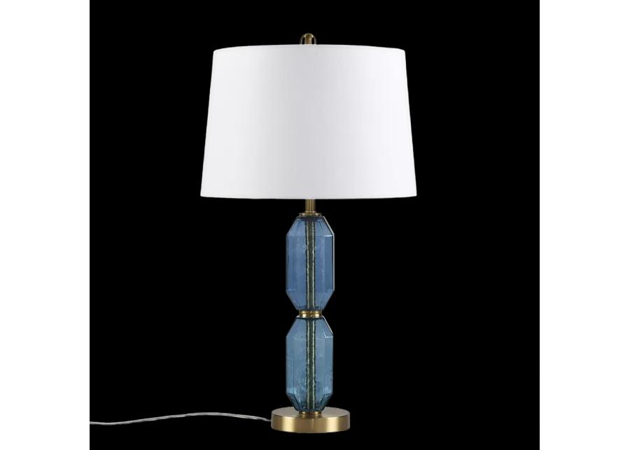 Faceted Blue Glass Table Lamp