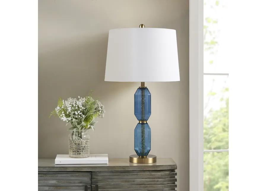 Faceted Blue Glass Table Lamp