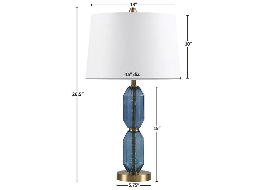 Faceted Blue Glass Table Lamp