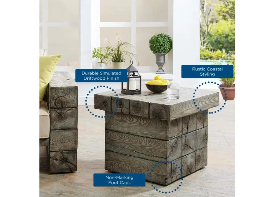 Manteo Rustic Coastal Outdoor Patio Side Table