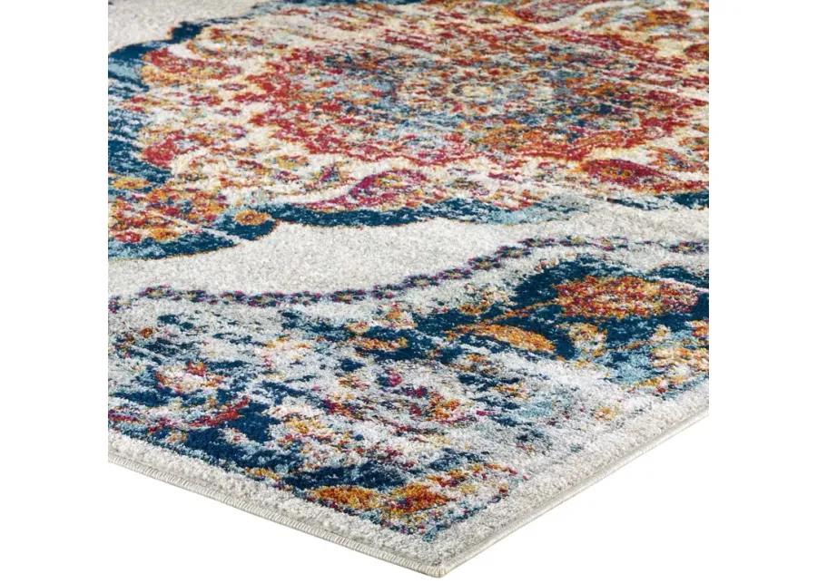 Entourage Malia Distressed Vintage Floral Persian Medallion 8x10 Area Rug